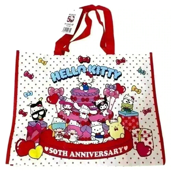 Hello Kitty Sanrio Kawaii Tote Bag 50th Anniversary Limited Edition Design Japan - Picture 2 of 5